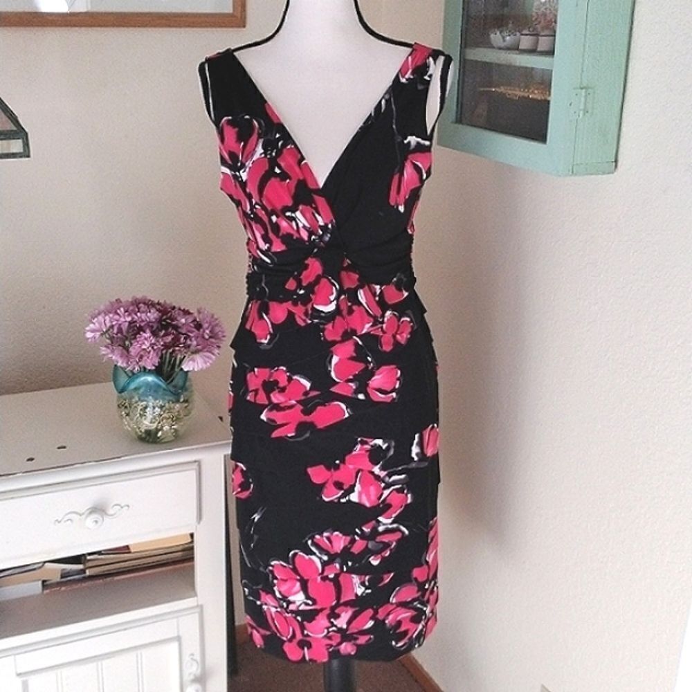 Jones New York Dark Floral Soft Knit Dress
